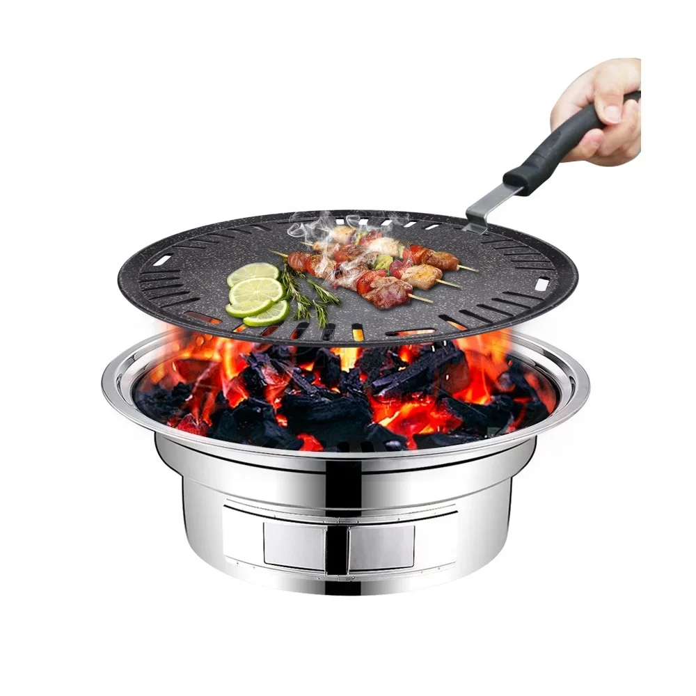 Outdoor Camping Korea - Aluminum round bbq plate non stick