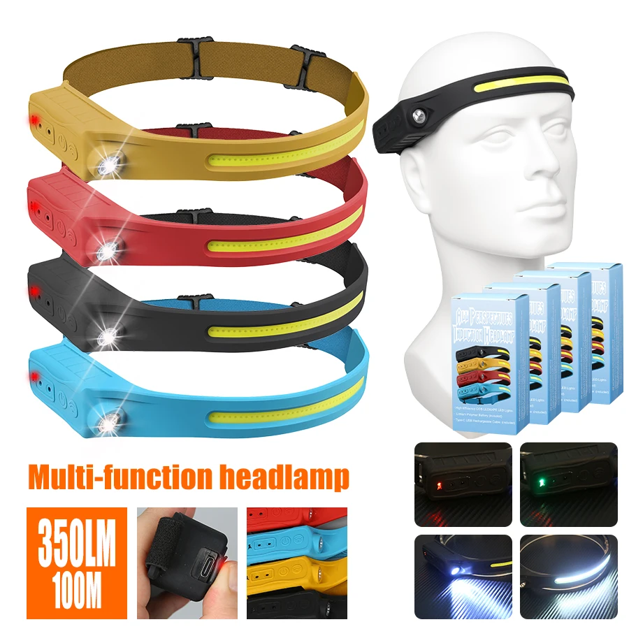 Headlamp - Rechargeable Headlamp 350 Lumen Motion Sensor
