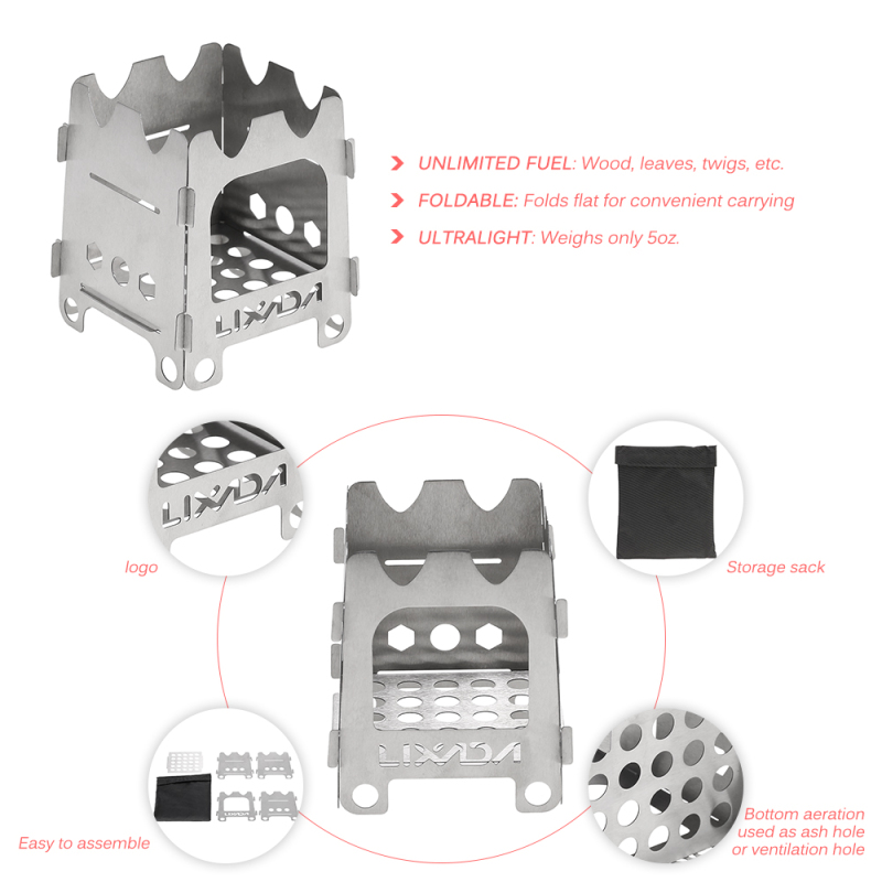 Lixada Titanium/Stainless stee - огляд і ціна Outdoor Camping Stove Wood