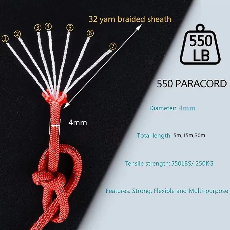 Reflective Paracord 550 Milita - огляд і ціна Outdoor Camping Extension Cord