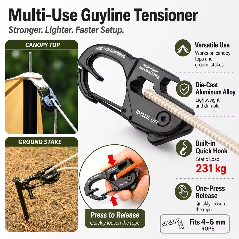 Aluminum Alloy Tent Rope Tensi - огляд і ціна Outdoor Camping Extension Cord