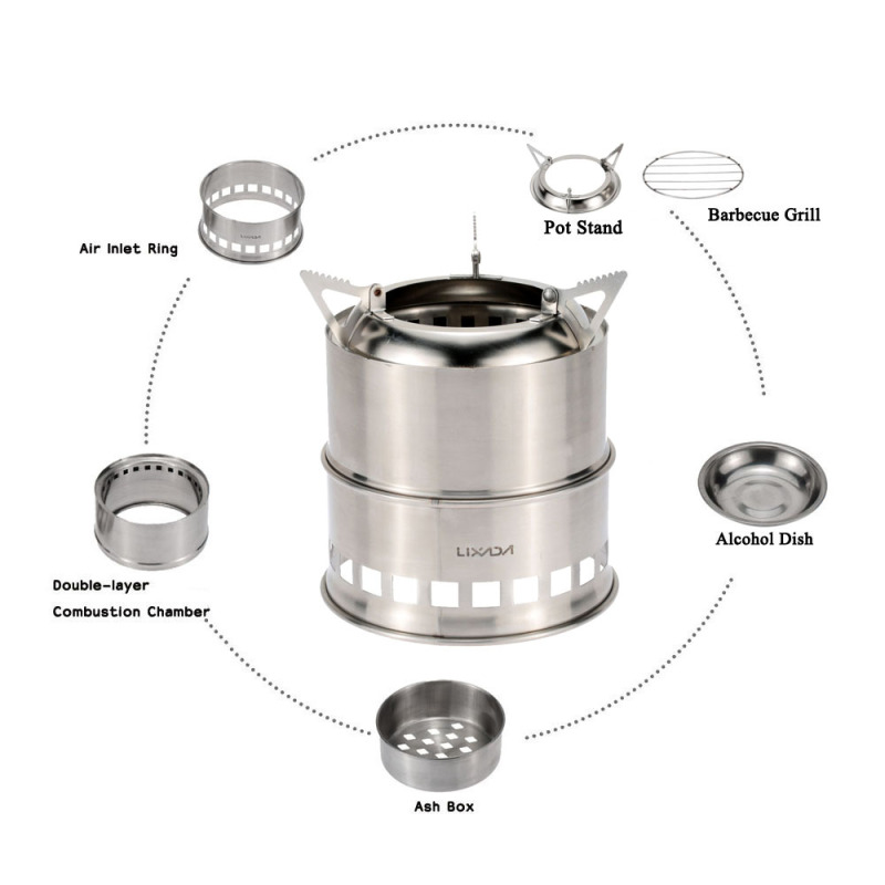 Lixada Stainless Steel Wood St - огляд і ціна Outdoor Camping Stove Wood